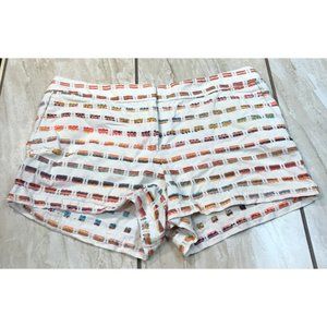 LOFT WOMAN'S SHORTS SIZE 12 COLRFUL WOVEN STITCHED RECTANGLE PATTURN MID RISE